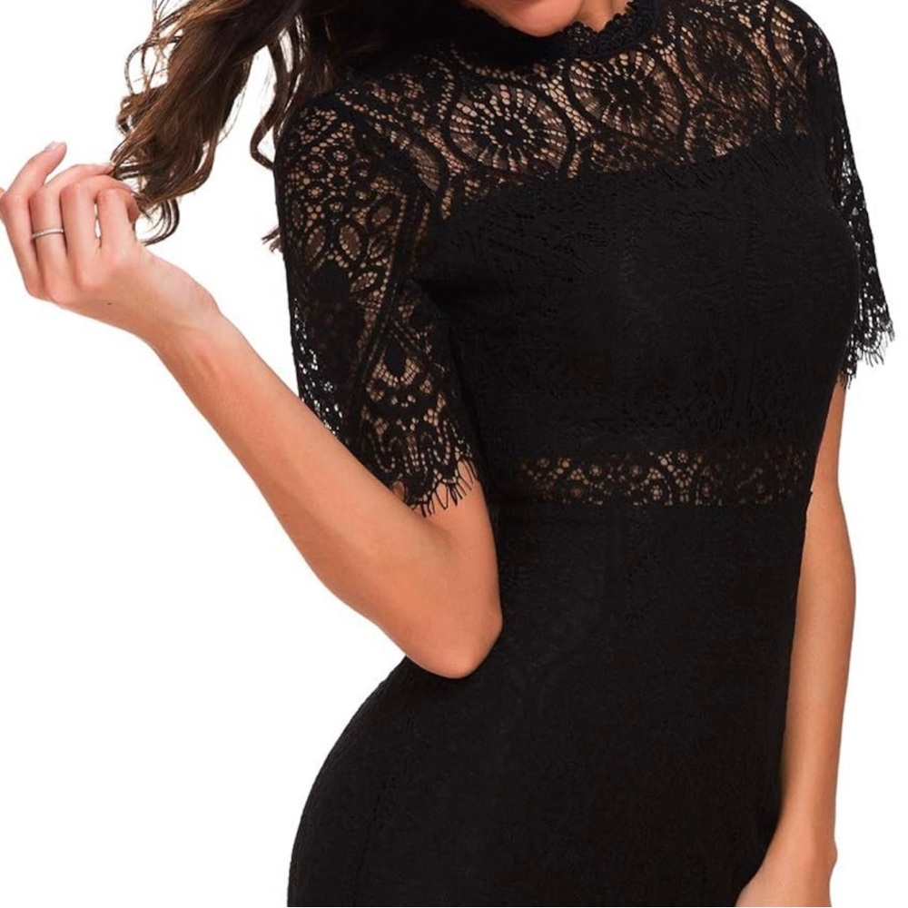 Miami Black Lace Midi Dress NWT
